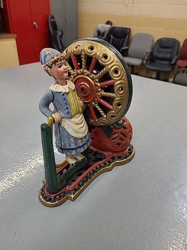 VTG Cast Iron Mechanical Girl Jumping Rope, Toy, Bank - Picture 3 of 15
