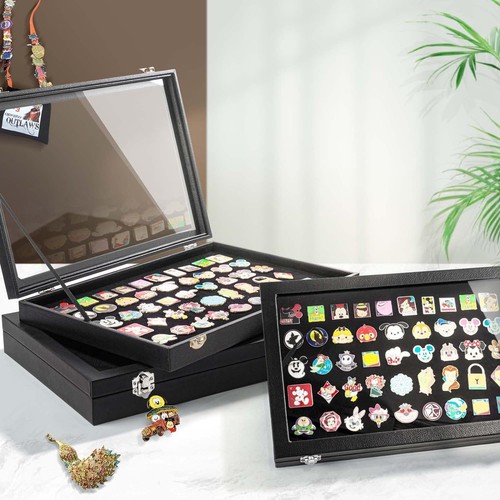 Vitrina Pin Esmaltado, Soporte Colección, 14" X 9" Caja Sombra Negra - Imagen 8 de 8