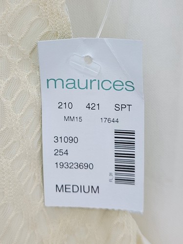 Maurices Dress Womens Medium Cream Stretch Lace Overlay Sleeveless Cottagecore - Picture 6 of 13