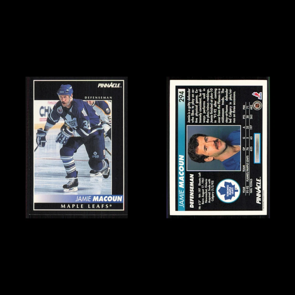 Jamie Macoun #294 1992 Pinnacle Toronto Maple Leafs Hockey Card NHL NM - Image 3 of 3