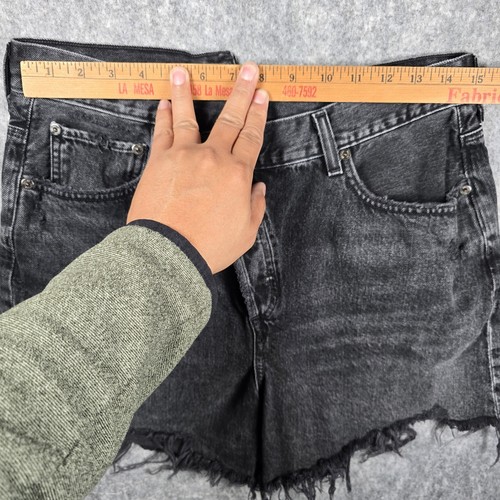 Pantalones Cortos Agolde Mujer 29 Negros Jean Denim Entrecruzado Tiro Alto Hitchhike Lavado - Imagen 14 de 16