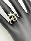 VINTAGE AVON 1976 STERLING SILVER SKELETON KEY WRAP BYPASS RING SIZE 7.5 719