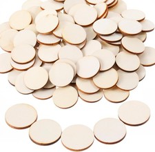 Thinp 100 Pcs Unfinished Wood Discs for Crafts, 1 Inch Round Wooden Circles... 