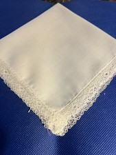 Vintage White Lace Edged Hankie VGC   