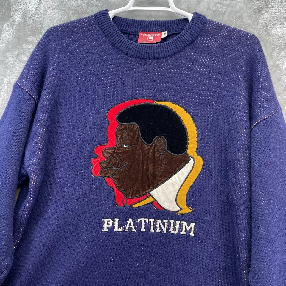 Винтажный Fubu платиновый свитер 2XLnFat Альберт голова логотип с надписью уличный хип-хоп - Изображение 2 из 4