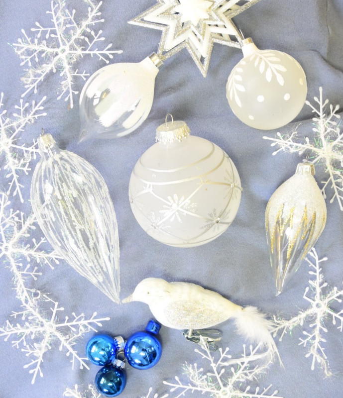 Mix Lot Clear And Frosted Glass Christmas Ornaments