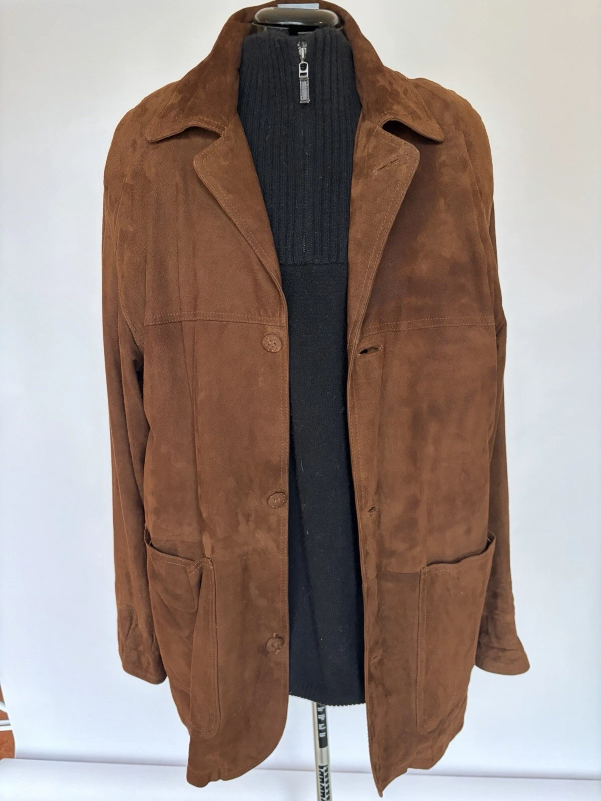Vintage Orvis Men’s Suede Leather Jacket Brown 1980s Internal Security Pocket M