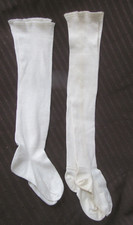 2 pair Vintage Antique Long Cotton BABY TODDLER SOCKS Dolls Too 5" Look Unworn