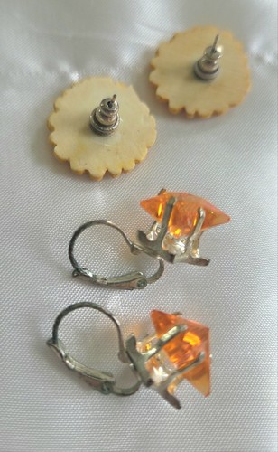 Beaded Earrings Colorful Dangle Teddy Bear Sunflowers Stars Lot of 16 Fun Pairs  - Picture 6 of 8