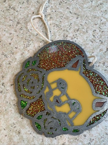 2 Vidrieras Estilo Suncatchers Naranja Gato Gatito Ratón Años 80 Metal Acrílico De Colección - Imagen 5 de 9