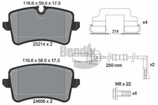 Bremsbelagsatz Scheibenbremse für Audi A8 D4 4H 09-18 Hinten Bendix Braking