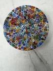 Vintage Italian Murano Millefiori Art Glass Bowl Satin Frosted Colorful Murrine