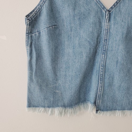 Able Denim Raw Hem Cropped Tank Festival Wear Size Small - Picture 5 of 12