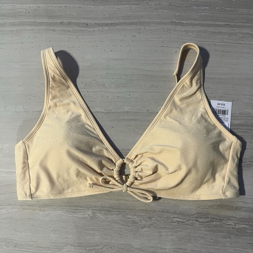 Shade & Shore Women’s Bikini Top Yellow Lurex Keyhole Tall Triangle XL - Picture 2 of 10