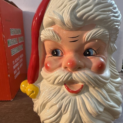 Vintage Commadore Retro Weihnachten drehbarer Weihnachtsmannkopf zum Aufziehen musikalisch 7,5 Zoll - Bild 12 von 12