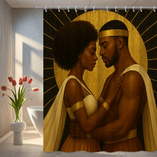 Gold and Black Artistic Shower Curtain for Modern Decor