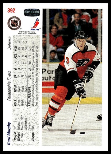 Cubierta superior Gord Murphy 1991-92 #392 - Imagen 2 de 2