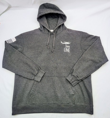 Nine Line doppelseitiger Pullover Hoodie Herren Gr. XL grau amerikanische Flagge Sweatshirt - Bild 2 von 5