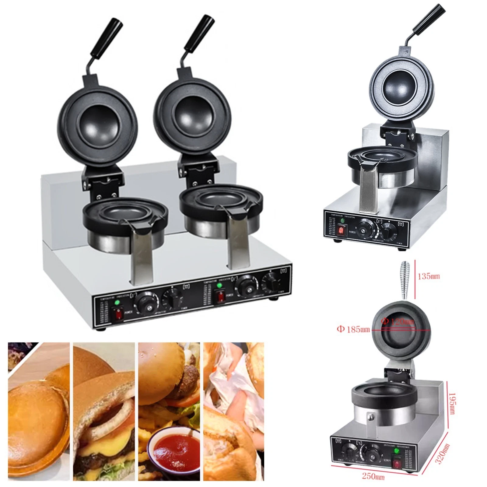 Burger Waffle Maker Cream UFO Burger Maker Nonstick Hamburger Sandwich Press