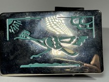 Road Runner Belt Buckle Silver Tone Turquoise Color Rectangular Chambers USA Ma