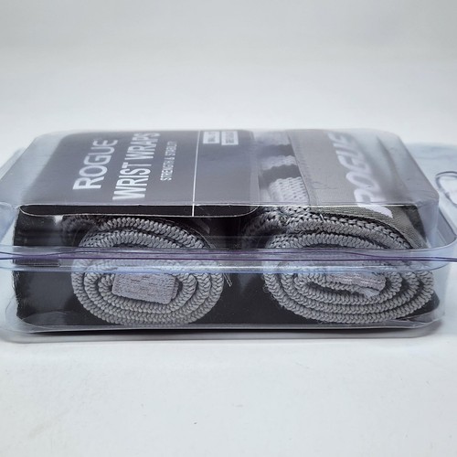 Rogue Fitness Wrist Wraps Grey & Black Small 12" Long & 3" Wide with Thumb Loop - Picture 6 of 7