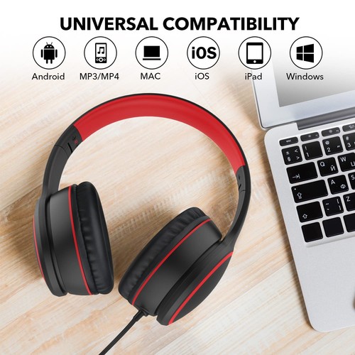 R10 Over-Ear Headphones with Microphone, Lightweight Folding Stereo Bass Head... - Picture 6 of 7