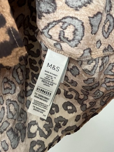 Blusa Corbata Marks And Spencer 100% Algodón Popelina Estampado Leopardo Uk14 Nueva con Etiquetas - Imagen 6 de 8