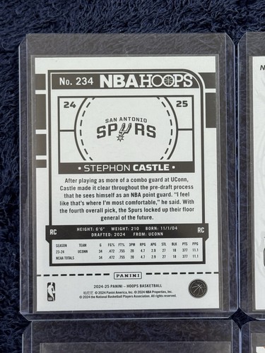 Lote de 4 cartas de novato Stephon Castle - Panini #295 Tribute SP + #82 pegatina + #98 - Imagen 6 de 10