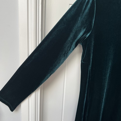 Marla Wynne Dress Women's Medium Green Velvet Velour Balloon Hem Midi Stretch - Picture 5 of 13