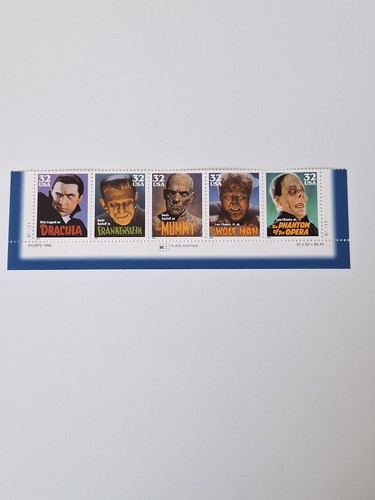 #3168-72 Classic Movie Monsters Strip of 5 Stamps 32 cent 1997 MNH - Picture 2 of 3