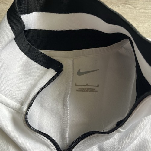 Nike Damen Dri-FIT 1/4-Reißverschluss Überwurf Stil weiß schwarz Ryder Logo Größe Large - Bild 6 von 12