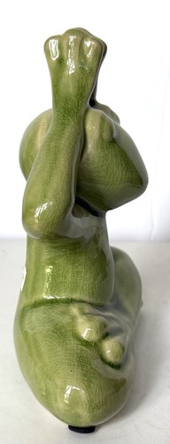 Yoga Posing Frog Figurine Ceramic Home Garden Decor 3D 7x6” - Picture 2 of 3