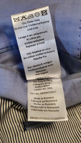 Hackett Mens Striped Cotton Blazer Size 38R Blue Cream - Picture 8 of 8