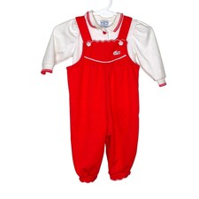 Vintage IZOD Lacoste Baby Outfit 3-6 Months Red White Romper Set