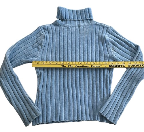 Women's Sweater 2X Blue Soft Ribbed Stretch Knit Turtleneck - by AIRPORT Vintage - Picture 5 of 13
