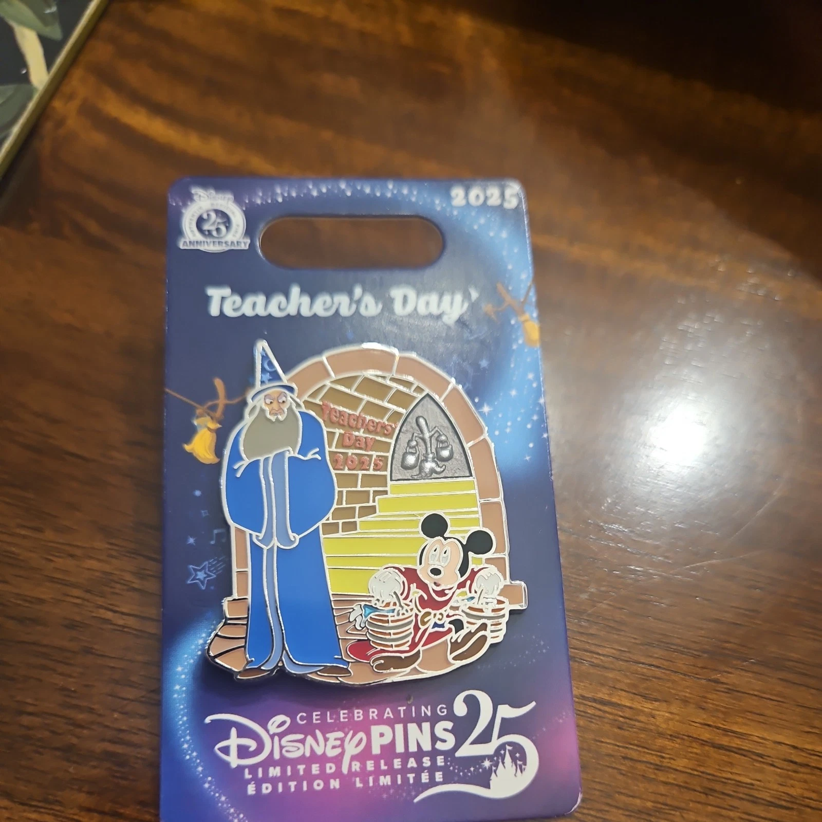 Disney Parks Teacher’s Day Sorcerer Mickey Pin 2025 Yensid Fantasia LR 25 Years