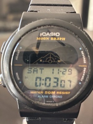 時計 CASIO MOON GRAPH Casio Moon Graph Black Men's Watch - GMW-15 for sale online | eBay