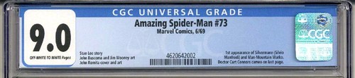 AMAZING SPIDER-MAN #73 CGC 9.0 OW/W PAGES MARVEL 6/69 1st SILVERMANE HIGH GRADE - Picture 2 of 3