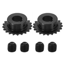 2Pcs #25 Chain Roller Sprocket 15mm Bore, 21 Tooth with 5x2.3mm Keyway, Black