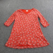 Sezane Dress Womens 38 Red Floral Silk Lined 3/4 Sleeve V Neck Button 17ROB023