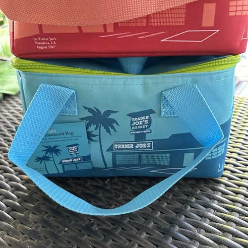 Trader Joe's blau & orange Mini isolierte Kühltasche Brotzeittasche neu - Bild 5 von 7