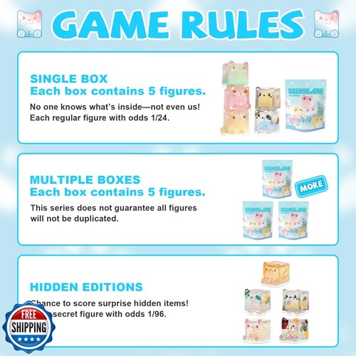 Glow in the Dark Figur, Square Cat Serie Blindbox (5 Figuren pro Box) Rand - Bild 2 von 5