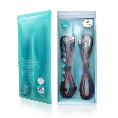 Multi Charging Cable Usams 2Pack 4Ft 4 In 1 Nylon Braided Usb Fast Cha - Picture 7 of 9