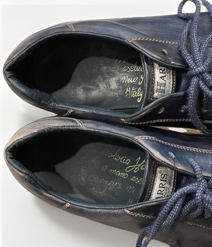 Calzoleria Harris 1913 Sport Distressed Blue Leather Shoes Casual Men’s 10.5 - Picture 20 of 24