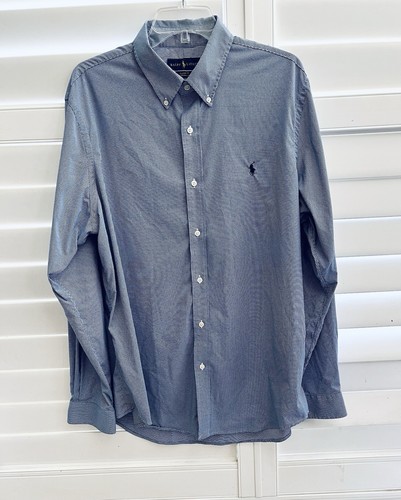 Men’s Ralph Lauren Light Blue White Sm Check Lg Sleeves Sz XL Classic Fit - Picture 3 of 5