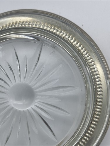FRANK N WHITING & COMPANY STERLING 04 PAT. PENDING SILBER & GLAS UNTERSETZER 4 SET - Bild 9 von 14