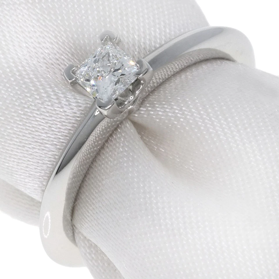 TIFFANY&Co. Anillo cuadrado con borde de cuchillo de diamante princesa platino PT950 damas... Foto 2 de 4