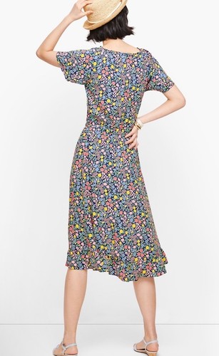 Talbots Fit & Flare Midikleid mit Blumenmuster und Raffung und Bindeband Größe 14 Petite - Bild 3 von 6