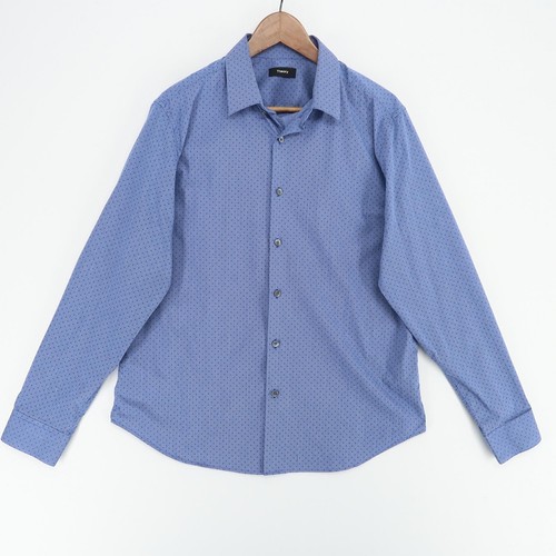 Camisa de vestir Theory para hombre XL azul Sylvain Adeney elástica con botones manga larga - Imagen 1 de 10