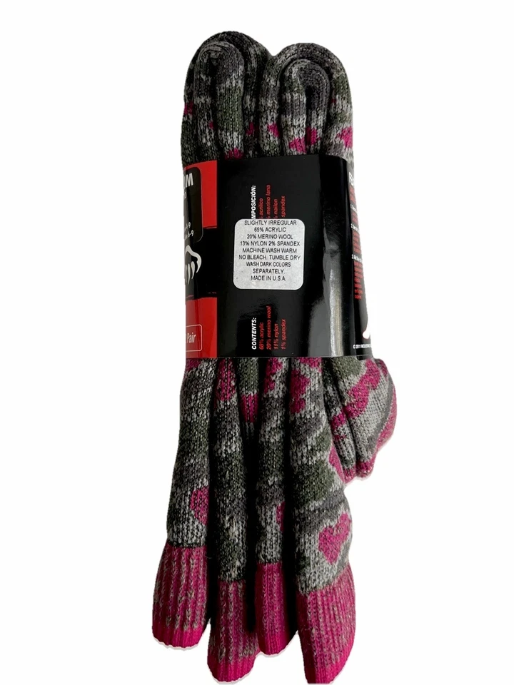 2 PARES Calcetines Bota Acolchados Wolverine Mezcla Lana Merino - Damas Rosa Camuflaje Foto 2 de 4
